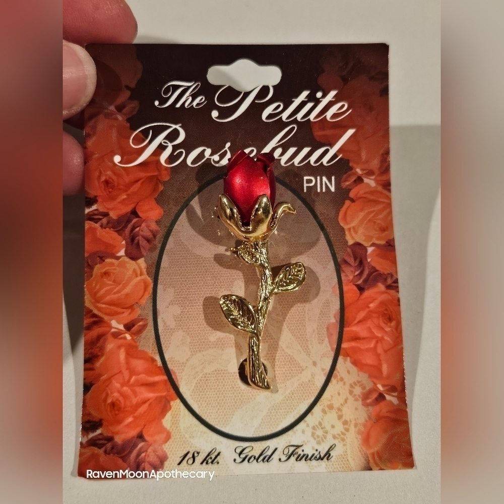 Petite Rosebud Pin with Gold Finish